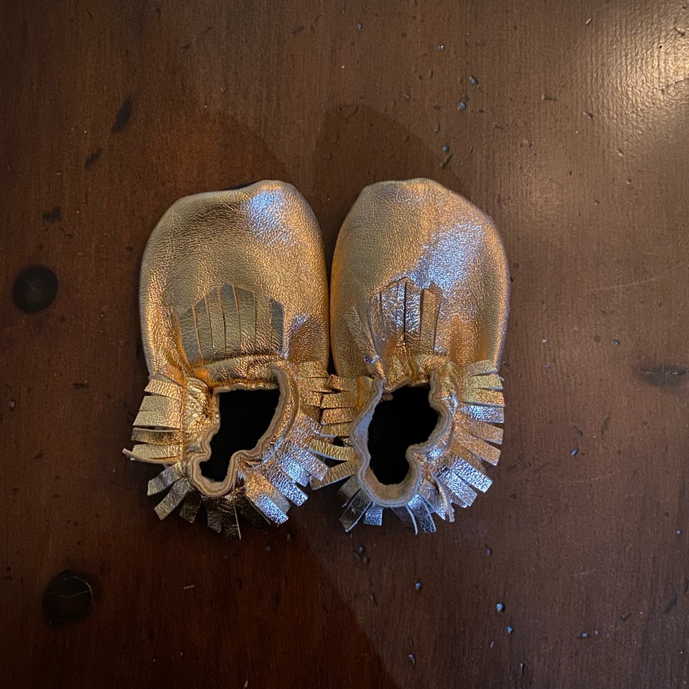 Rose gold toddler moccasins